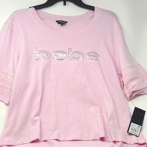 Bebe Sport Women's Sequin Boxy SS Tee
